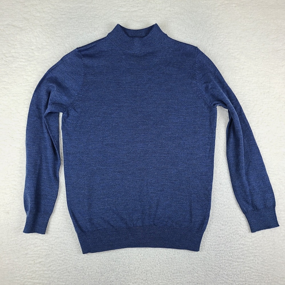 Joseph Abboud Sweater Mens Small Blue Navy Turtle Neck Merino Wool Sweatshirt